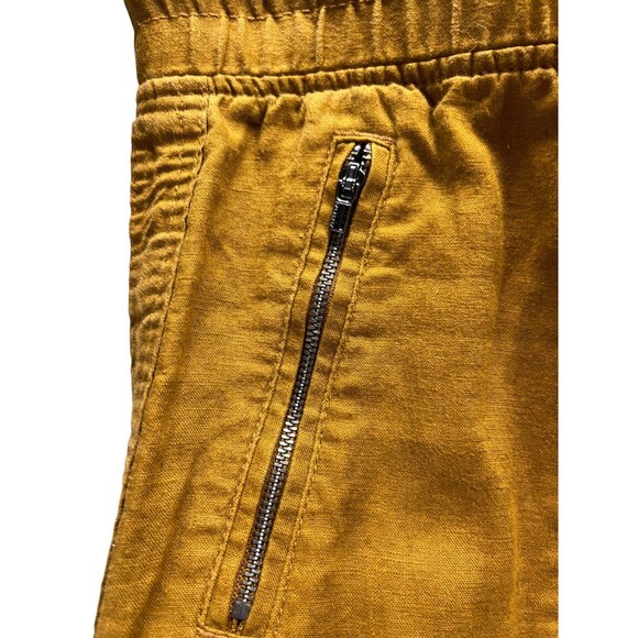 Athleta Pants Women's Size 2 Yellow Cabo 100% Linen Jogger Zipper Pockets - Picture 4 of 7